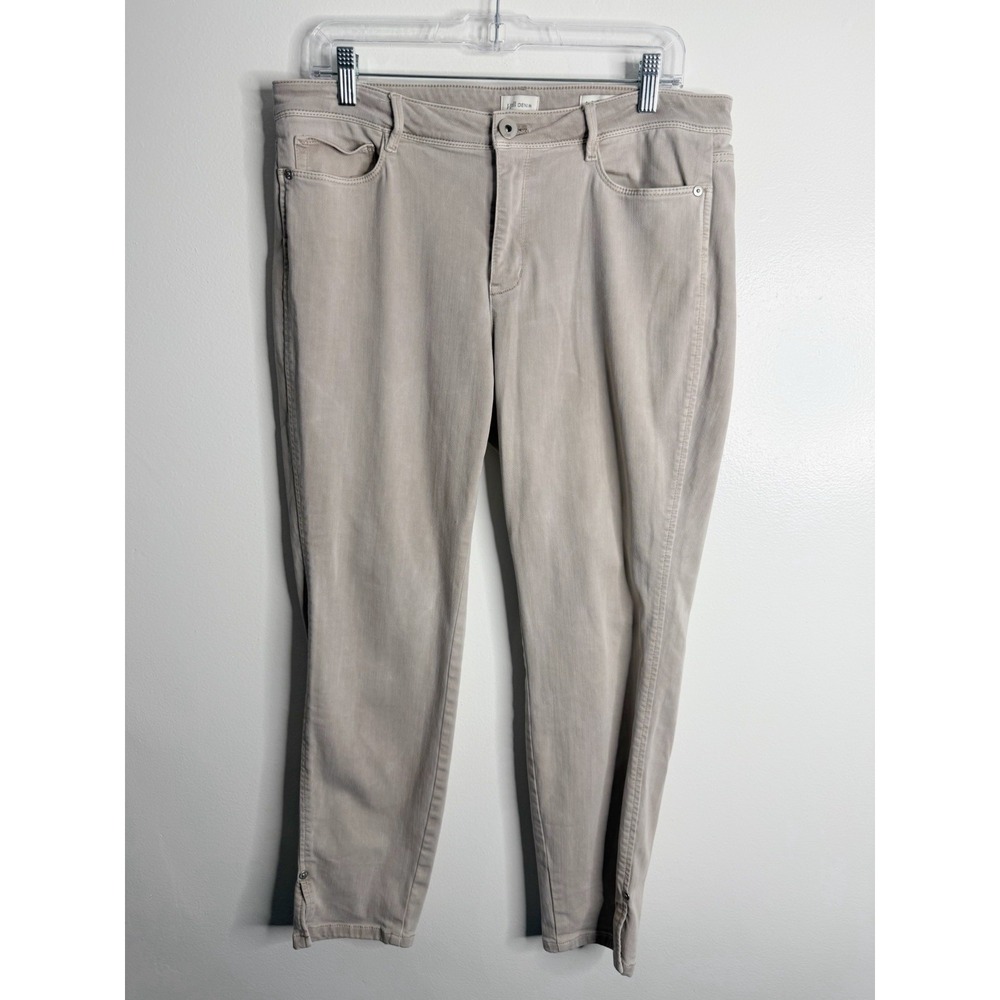 J. Jill Authentic Fit Slim Ankle Jean Beige Ankle Slit Size 12 Casual Comfort